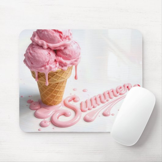 Roze Zomer Ijsje Muismat (Met muis)
