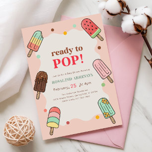 Roze Zomer Ijslolly Kant Uitbarsten Baby Shower Kaart