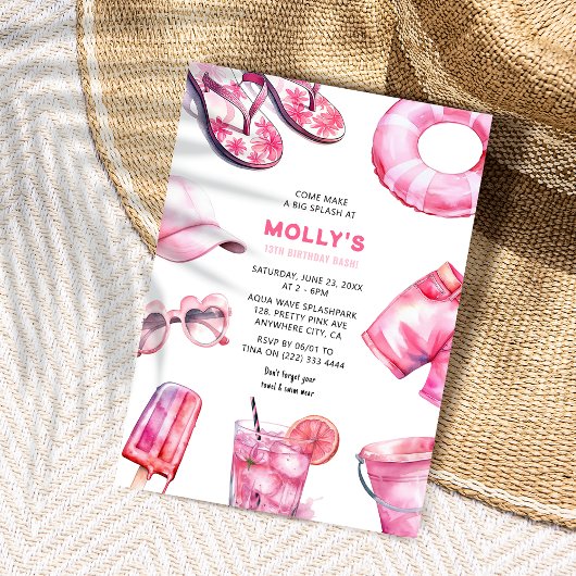  roze zomer meisjes Verjaardag Kaart