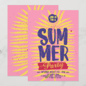 Roze Zomer Party Uitnodiging (Voorkant / Achterkant)