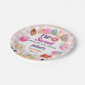 roze zomer schattig kinder meisje twee lief 2e ver papieren bordje (Gekanteld)