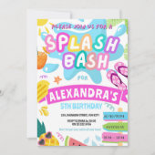 Roze Zomer Splash Meisje Zwembad Party Bash Water  Kaart (Voorkant)