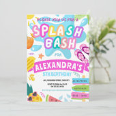 Roze Zomer Splash Meisje Zwembad Party Bash Water  Kaart (Staand voorkant)