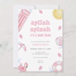 Roze Zomer Splish Splash Baby shower Invitation Kaart