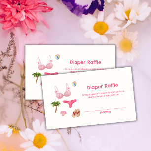 Roze Zomer Strand Bum Luier Raffle Baby Shower Informatiekaartje