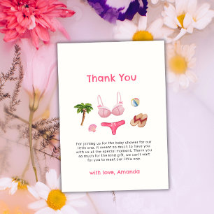 Roze Zomer Strand Bum Meisje Baby Shower Bedankkaart