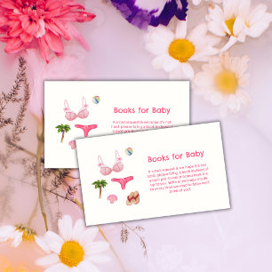 Roze zomer strand luie meisjesboeken voor babyfees informatiekaartje
