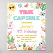 Roze zomer strand verjaardagsfeest Tijdcapsule bor Poster (Voorkant)