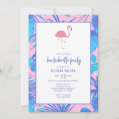 Roze Zomer Tropische Flamingo Bachelorette-feestje Kaart (Voorkant)