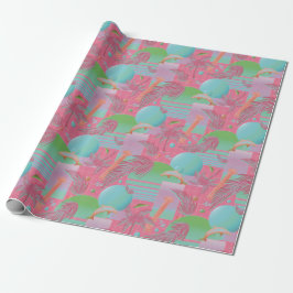 Roze Zomer Vaporwave Zonsondergang en Palmbomen Cadeaupapier
