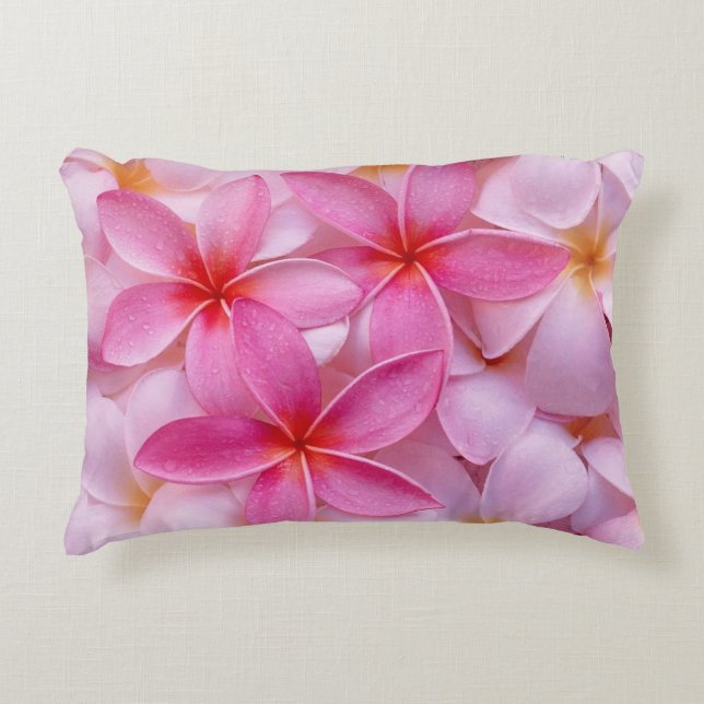  roze zomerbloemen accent kussen (Voorkant)