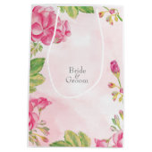 Roze Zomerbloemen Bruiloft Medium Cadeauzakje (Achterkant)