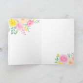  roze zomerbloemen foto van blije verjaardag kaart (Binnen)