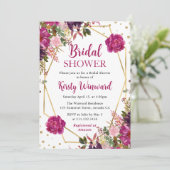 Roze zomerbloemen frame bruidsdouche kaart (Staand voorkant)