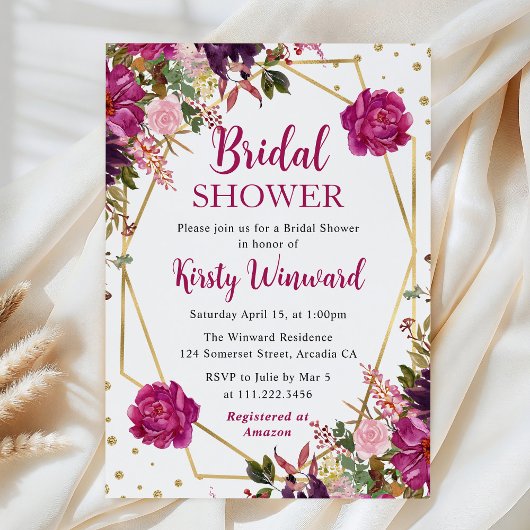 Roze zomerbloemen frame bruidsdouche kaart