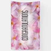  roze zomerbloemen gefeliciteerd spandoek (Verticaal)