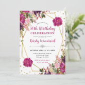 Roze Zomerbloemen Lijst 50ste Verjaardag Kaart (Staand voorkant)