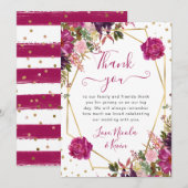 Roze Zomerbloemen Lijst bruiloft Bedankkaart (Voorkant / Achterkant)