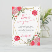 Roze Zomerbloemen Lijst Sweet 16 Bedankkaart (Staand voorkant)