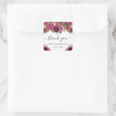 Roze Zomerbloemen Quinceanera Vierkante Sticker (Tas)