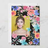 Roze zomerbloemen waterverf foto's Quinceanera Kaart (Achterkant)