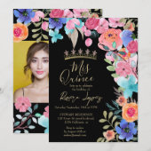 Roze zomerbloemen waterverf foto's Quinceanera Kaart (Voorkant / Achterkant)