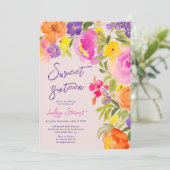 Roze zomerbloemen waterverf foto's Sweet 16 Kaart (Staand voorkant)