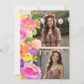 Roze zomerbloemen waterverf foto's Sweet 16 Kaart (Achterkant)