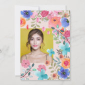 Roze zomerbloemen waterverf foto's Sweet 16 Kaart (Achterkant)