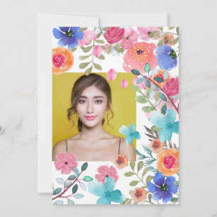 Roze zomerbloemen waterverf foto's Sweet 16 Kaart