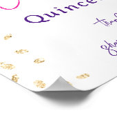 Roze zomerbloemen waterverf Quinceanera welkom Poster (Hoek)