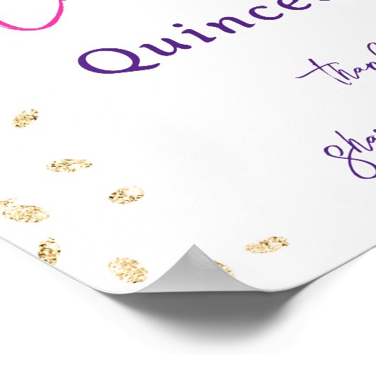 Roze zomerbloemen waterverf Quinceanera welkom Poster (Hoek)