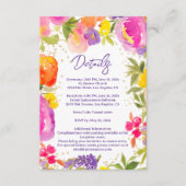 Roze zomerbloemendetails waterverf Quinceanera Informatiekaartje (Voorkant)