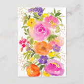 Roze zomerbloemendetails waterverf Quinceanera Informatiekaartje (Achterkant)