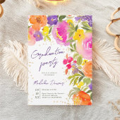 Roze zomerbloemenfoto's waterverf afstuderen kaart