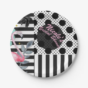 Roze zomerflamingo's met polkadots leuk funky fees papieren bordje