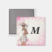 Roze zomermeisje magneet (Voorkant / Achterkant)