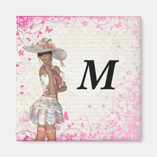 Roze zomermeisje magneet (Voorkant)
