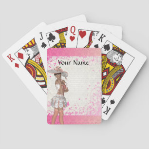 Roze zomermeisje pokerkaarten