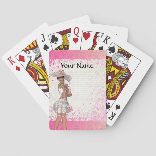 Roze zomermeisje pokerkaarten (Achterkant)