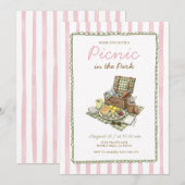 Roze zomerpicknick in het park uitnodiging (Voorkant / Achterkant)
