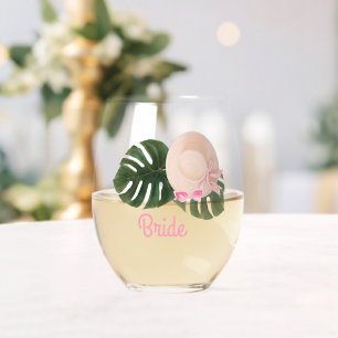 Roze Zomertijd Glam Bachelorette Bruid Wijnglas Zonder Voet