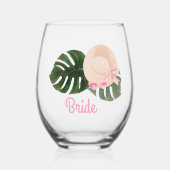 Roze Zomertijd Glam Bachelorette | Bruid Wijnglas Zonder Voet (Voorkant)