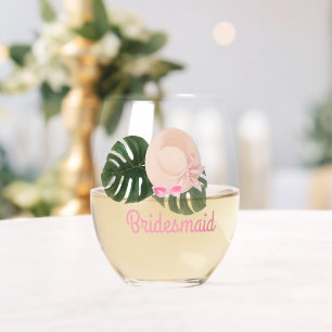 Roze Zomertijd Glam Bachelorette bruidsmeisje Wijnglas Zonder Voet