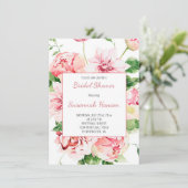 Roze zomertuin pioenen, dahlia's, Rozen bruids Kaart (Staand voorkant)