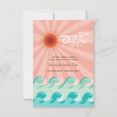 Roze zon & Aqua Waves Beach Wedding Reception Kaar Kaart (Voorkant)