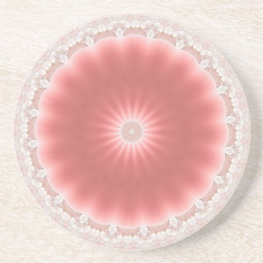 Roze Zon Coaster Zandsteen Onderzetter (Voorkant)