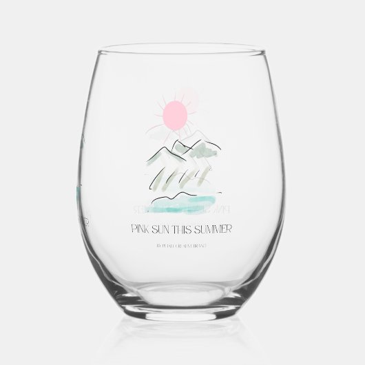 Roze zon deze zomer wijnglas wijnglas zonder voet (Achterkant)