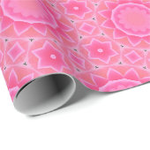 Roze zon en sterren baby meisje mozaïek patroon cadeaupapier (Rol Hoek)