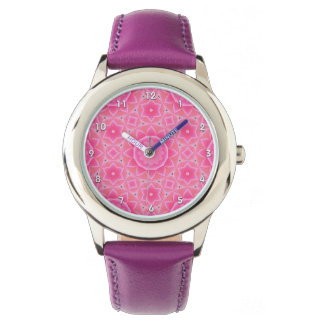 Roze zon en sterren baby meisje mozaïek patroon pa horloge
